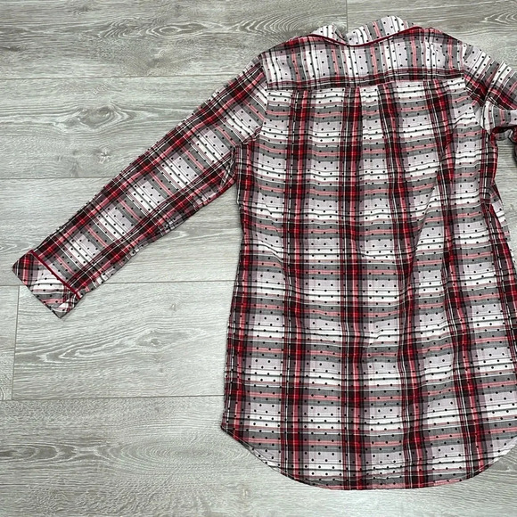 Victoria’s Secret Button Front Sleep Shirt Nightgown Plaid Polka Dot M - Picture 15 of 16